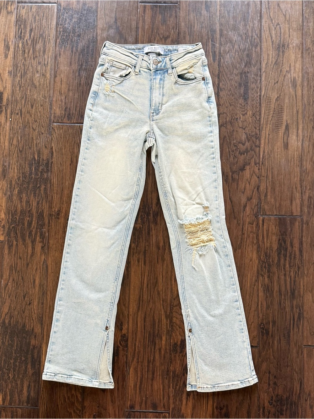 Judy Blue High Rise Distressed Straight Leg Jeans Light Wash Size 1/25